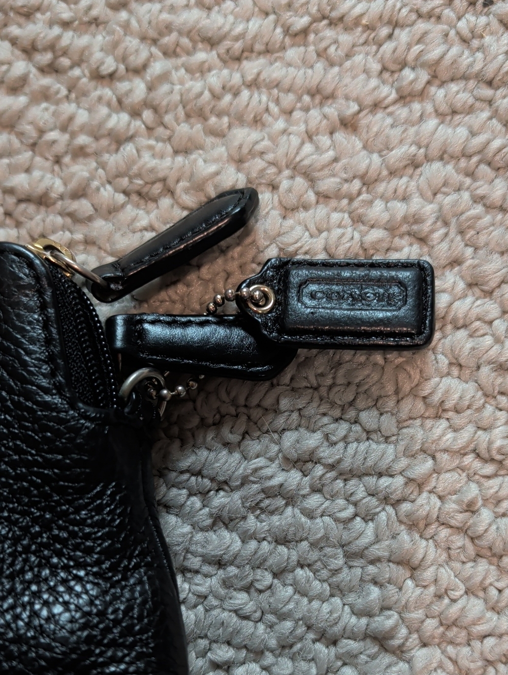 COACH Black Pebbled Leather Double Zip Wristlet - Picture 3 of 10
